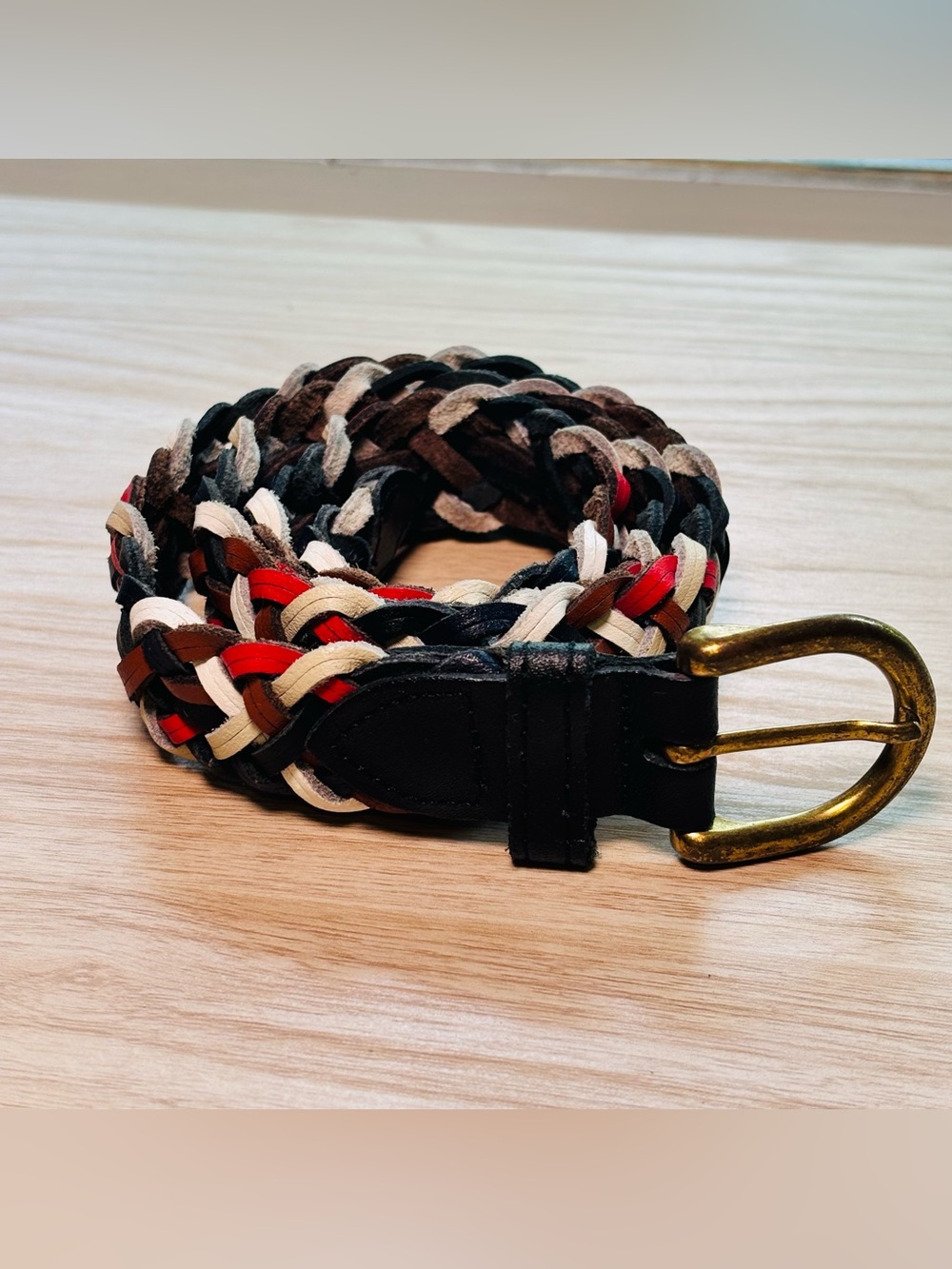 Capezio Belt Vintage Womens Western Style Braided Leather Size S/ M Brass Buckle